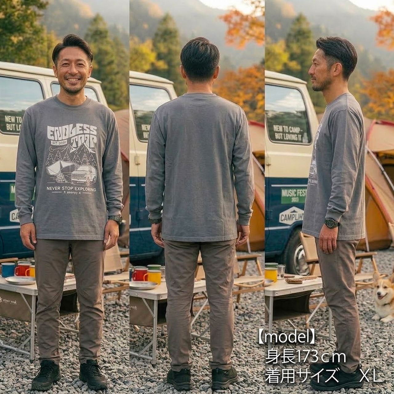 x azuroy xオリジナル クルーネックロングスリーブTシャツ